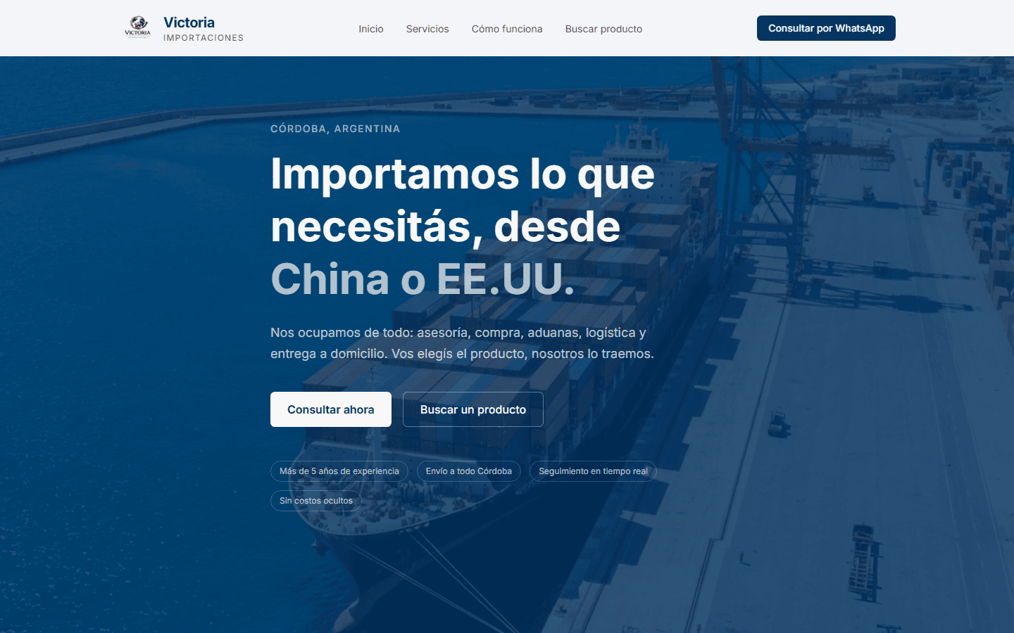 Captura de pantalla de Victoria Importaciones